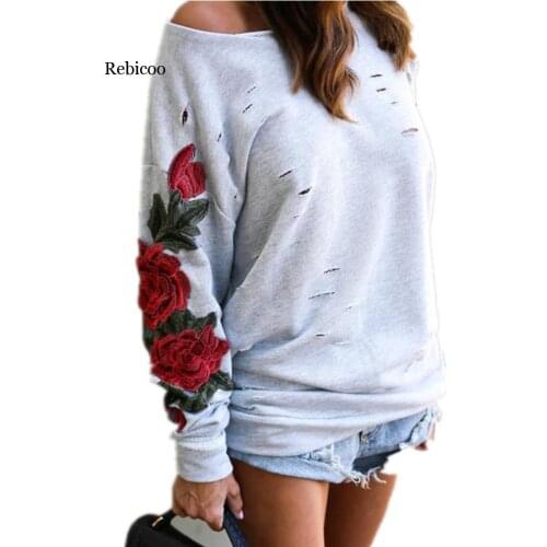 Sweatshirt Women O-Neck Long Sleeve Botanical Floral Print Sleeve Pullovers Sweatshirt Top Sudaderas Para Mujer