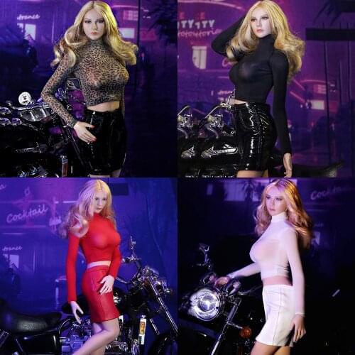 1/6 Female Sexy Slim Clothes Long Sleeve Tight Crop Top Short Skirt Suit for 12'' Woman PH TBLeague Body Model