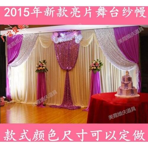 10ft high x 20ft New Design Wedding Backdrop \ Stage Curtain tiffany and purple with shiny sequin