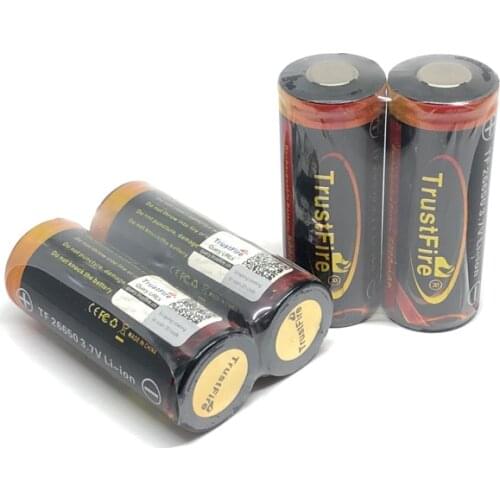 10pcs/lot TrustFire 3.7V 5000mAh 26650 Rechargeable Li-ion Battery Lithium Batteries with protection circuit for Flashlights