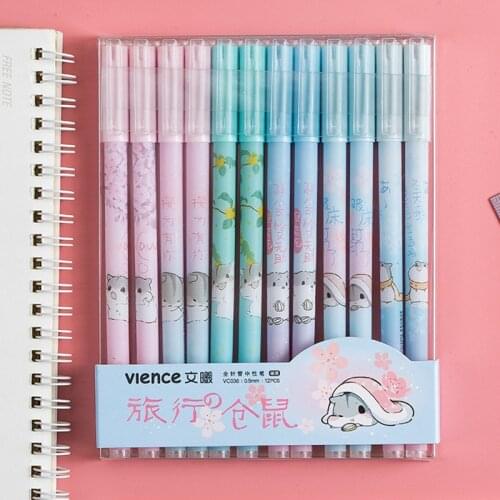 12 Pcs/box Cute Gel Pen Set Black Ink 0.5mm Gel Pens Kawaii Stationery for Office School Writing Examination Supplies Tool