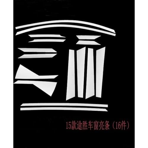 16PCS Car window, rain eyebrow, rain strip, exterior, rain visor, window, rain cover For Hyundai Tucson 2015