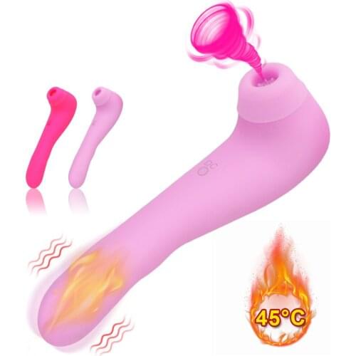 2 in 1 Sucking Vibrators Heated Dildos For Women Clitoris Nipple Sucker Anal Plug Female Masturbation Sex Toys Adult Erotic Shop