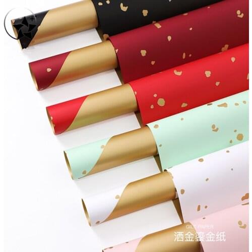 20pcs Nordic Style Gold Paper Fashion Creative Flower Wrapping Paper Bouquet Wrapping Paper Flower Shop Packaging Material