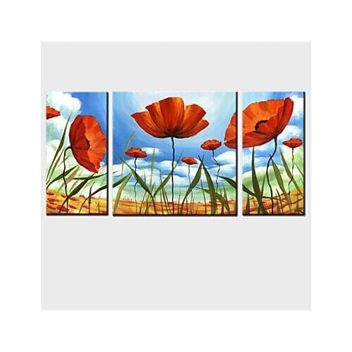 3 piece Hand Painted Modern Canvas wall Painting flower Home Decor Floral Oil Painting on Canvas-Flower canvas Wall art set