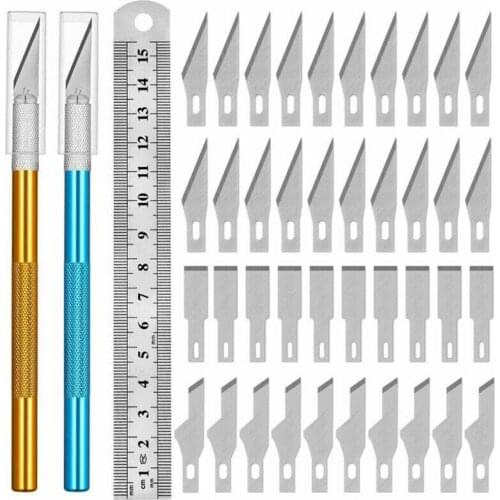 43pcs Precision Carving Knives Set With Spare Blades Ruler For Cutting Wood Cardboard Paper Plastic Cloth Leather