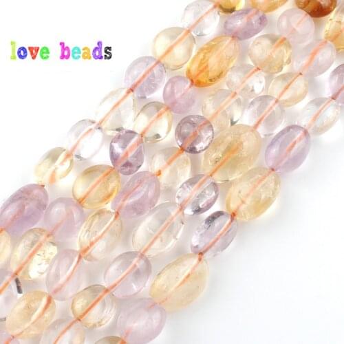 7-10mm Irregular Beads Mixed Amethysts Gold Rutilated Quartzs Beads for Jewelry Making DIY Bracelet Necklace 15