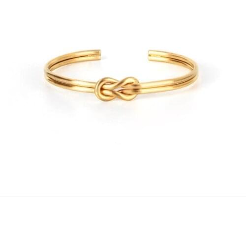 Simple Fashion Stainless Steel Bracelet Men Gold-color Twist Wire Knot Cuff Bracelets Bangles For Men Women pulseira masculina