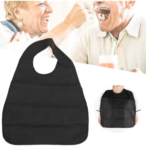 Black Adult Bibs Waterproof Soft Apron Adult Bibs Long Clothing Protector Elderly dinner Feeding Bib Daily Necessities Wearable