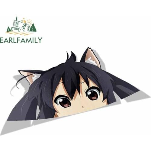 EARLFAMILY 13cm x 7.9cm for Azusa Nakano K-on Peeker Peek Anime Vinyl JDM Car Stickers Window Trunk Laptop Decal Car Accessories