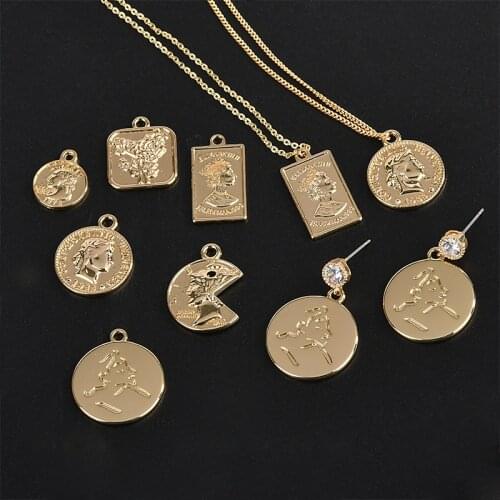 European and American alloy accessories coin beauty head pendant material DIY Earrings Necklace accessories