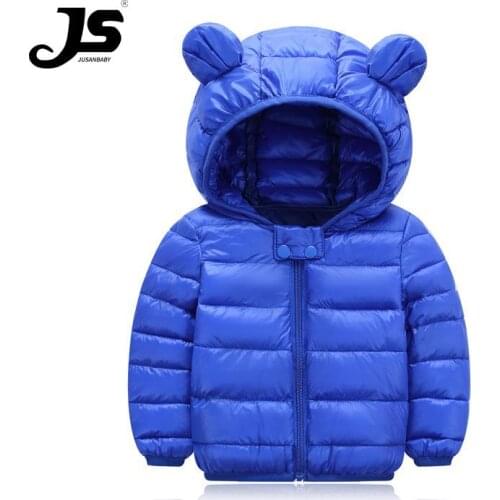 Jusanbaby baby jacket kids Light down coats with ear infant childrens jacket kids jackets for girls kids winter clothes