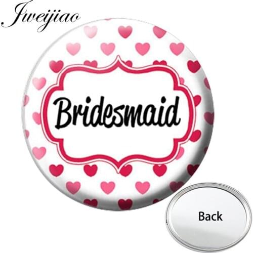 JWEIJIAO Bridesmaid For Lovers Valentines Day Gift One Side Mini Pocket Mirror Portable Makeup Vanity Hand Travel Purse Mirror