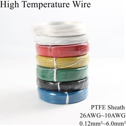 26AWG ~ 10AWG 0.12mm ~ 6mm Square High Temperature Wire PTFE Insulation Cable Resistant Tinned Tin Plated Copper Wires