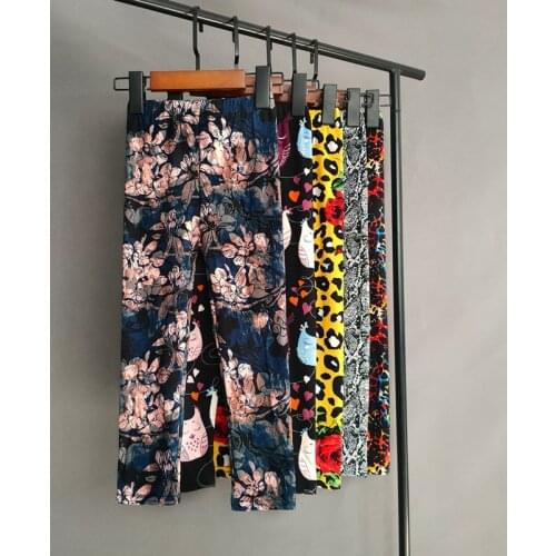Cute Girls Leggings Spring Summer Printing Flower Pants Sweet Girl Pencil Pants Kids Trousers Children Clothing