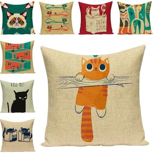 Lovely Cat Cushions for Sofa Art Pillow Case Cute sofa Office Decorative Cushions Birthday Party Decorations Adult Home Decor