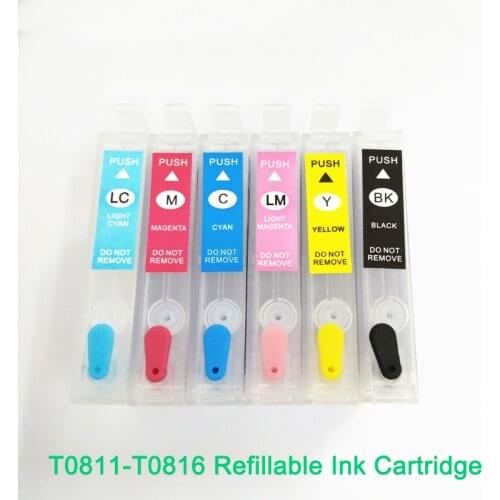 Vilaxh T0811-T0816 refillable ink cartridge For Epson Stylus Photo 1410 TX700W TX800W R270 R290 R295 R390 RX590 RX610 RX690