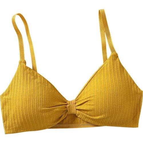 Cotton Underwear Woman Thread Wrapped Chest Strap Adjustable Breathable Detachable Heart Knot Tube Top Bra