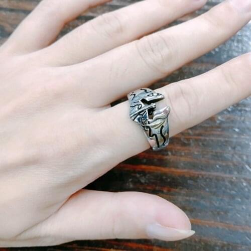2020 New Classical Vintage Punk Ring White Color Retro personality Spartan mask helmet ring Mens domineering jewelry for Male