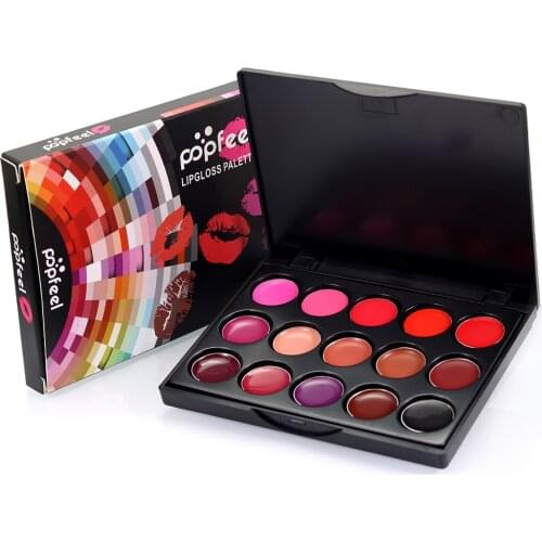 15 Colors Mini Lip Gloss Makeup Palette Nude Color Red Purple Pink Moisturizer Long Lasting Lipgloss Matte Lipstick Cosmetics