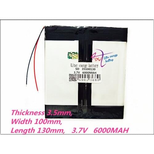 35100130 3.7V,6000mAH[3550130*2] Polymer lithium ion battery for for the tablet - DNS AirTab DUAL CORE TABLET PC