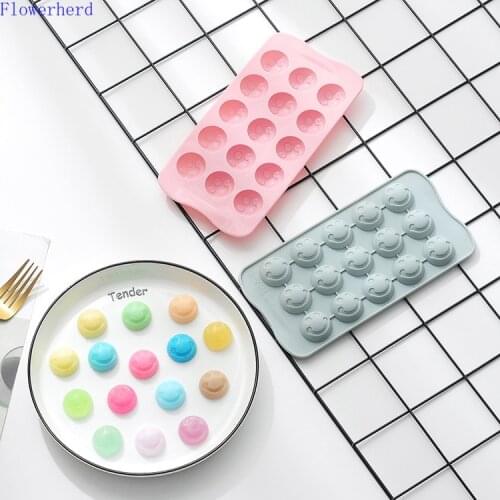 15-hole Semi-circular Smiley Face Expression DIY Chocolate Candy Mold Silicone Cake Mold Fondant Tools Handmade Soap Mold