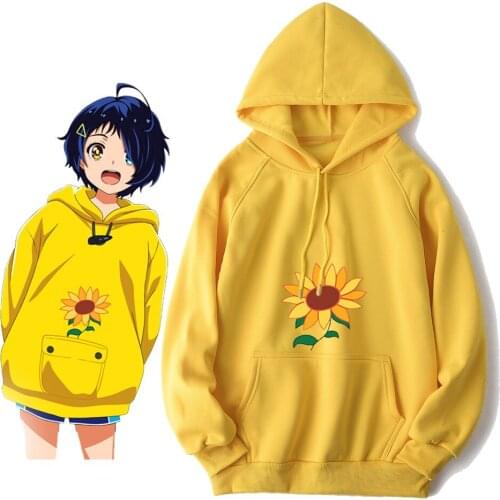Kawaii Cactus Harajuku Hoodies Aesthetic Sun Flower Pocket Loose Women And Men Sweatshirts Anime Carton Print Autumn Warm Coat