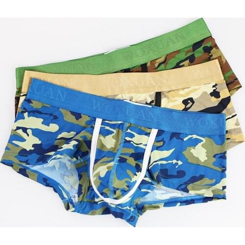 Men Underwear Sexy Camouflage Printed Boxershorts Men Breathable U Convex Hombre Cueca Boxer Masculina