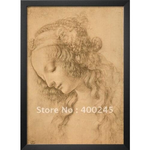 High quality Leonardo da vinci Paintings reproduction Face of the Virgin Mary of the Annunciation Handmade Portrait Canvas art