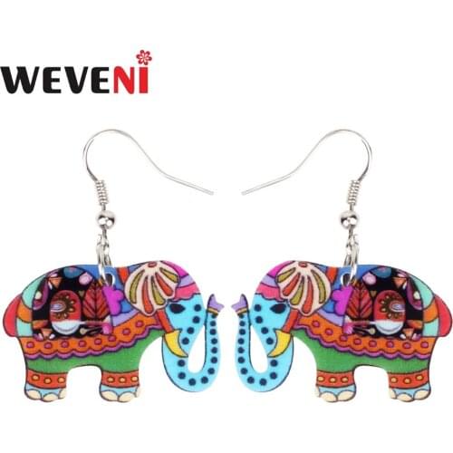 WEVENI Acrylic Anime Elephant Earrings Big Long Dangle Drop Cute Wild Animal Jewelry For Women Girl Bijoux Female Wholesale New