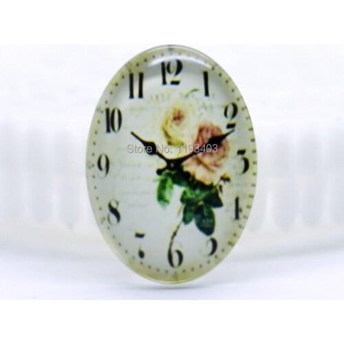 10pcs 18X25mm 30X40mm Oval Glass beads already glued on the image base setting-(Clock)-(HPGC-8244)