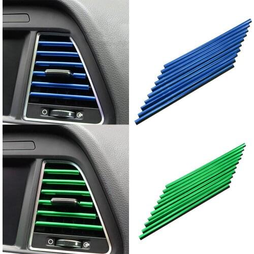 10Pcs Car Auto Air Outlet Vent Interior Decorative Stickers Decals Strip Accessory car accessories