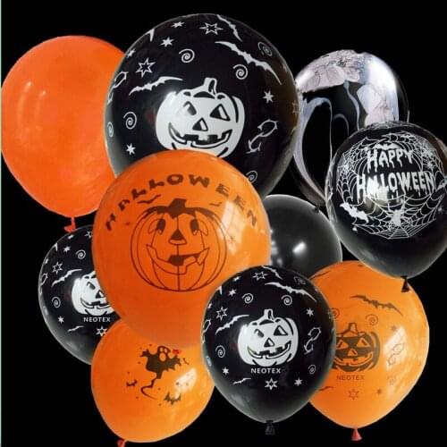 10pcs Halloween Latex Balloons Pumpkin Smiley Face Party Bat Skull Print pirate ship ballons Halloween party decoration Supplies