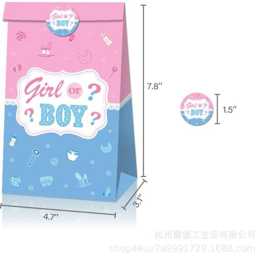 Girl or Boy Gender Reveal Party Supplies Craft Paper Bags Baby Shower Decoration Reusable Kraft Paper Bag 1st Birthday Gift Box