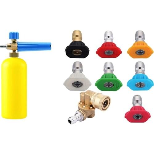 1x Snow Foam Lance Car Wash Foam Cannon & 8x Pressure Washer Accessories Kit (030)