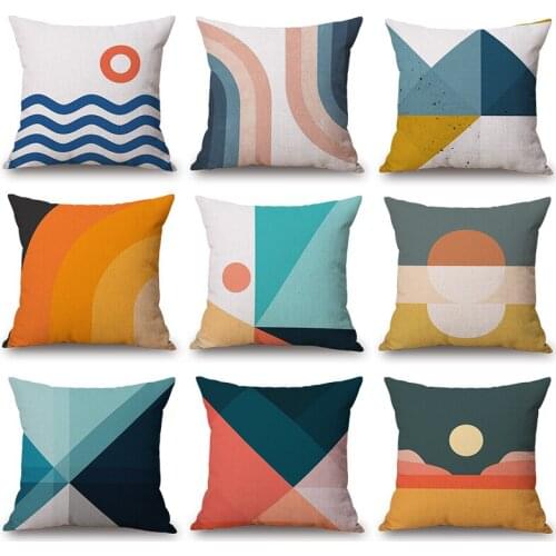 2pcs Nordic simple geometric pillowcase,cotton and hemp texture sofa display cushion Pillowcase Various colors
