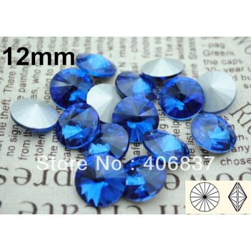 200pcs/Lot, 12mm Sapphire Crystal Rivoli Stones, Free Shipping! Chinese Top Quality Crystal Rivoli