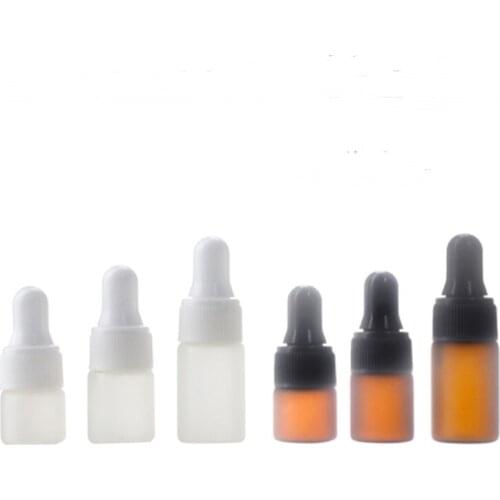 2021 New 500pcs 1ml 2ml 3ml 5ml Perfume Essential Oil Bottles Frosted Glass Dropper Bottle Jars Vials With Pipette For Cosmetic
