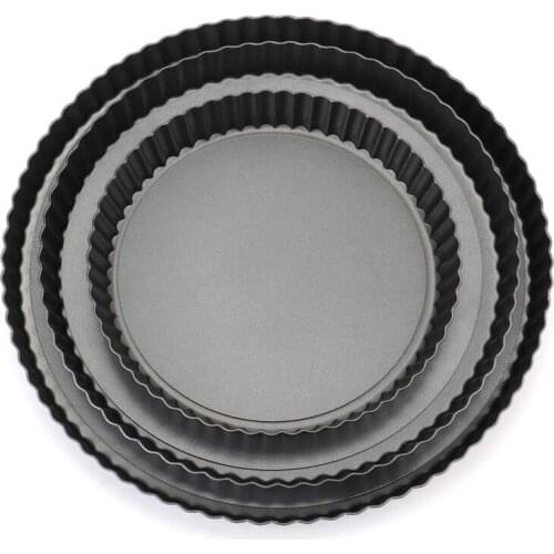 Non-Stick Quiche Pan Tart Pan Pie Pan with Removable Loose Bottom Cupcake Baking Mold - Set of 3