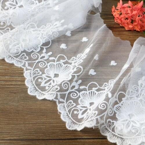 1yards/lot16cm White mesh Embroidery lace Ribbon Dress lace Needlework sewing lace fabric Sewing accessories lace trims