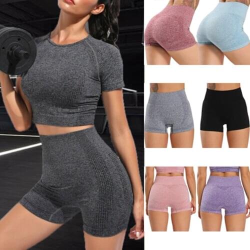 Seamless Yoga Shorts High Waist Workout Shorts Energy Fitness Clothing Scrunch Butt Shorts Sports Women Gym Running Leggings