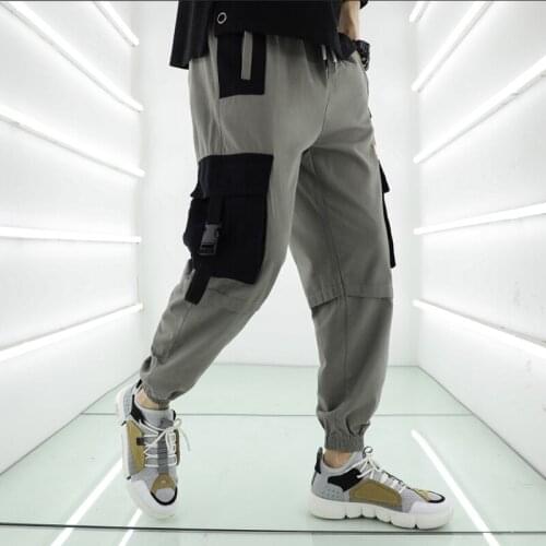 Men Cargo Pant Streetwear Nice Color Block Hip Hip Harajuku Harem Pant Pockets Japan Style Baggy Camo Pant Joggers Trousers