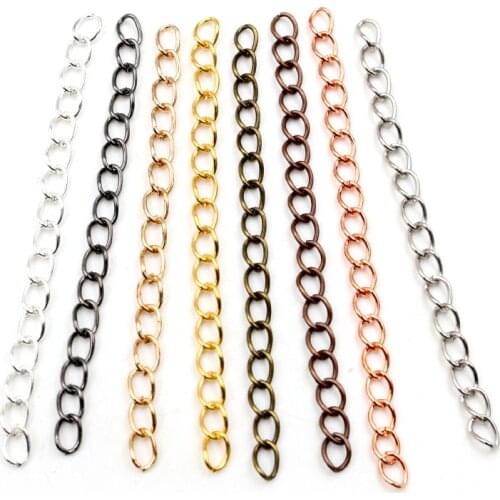 50pcs/lot 50mm 70mm 5x4mm Necklace Extension Chain Bulk Bracelet Extended Chains Tail Extender For DIY Jewelry Making Findings