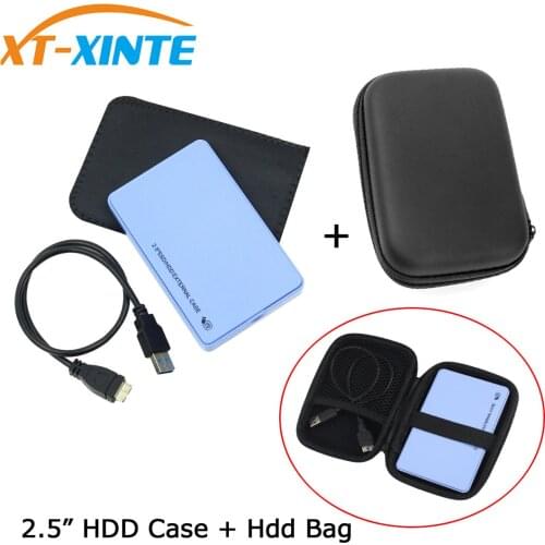 1 Set 2.5" SATA to USB 3.0 HDD SSD Hard Disk Enclosure External Case with Organizer Storage Bag 5Gbps Data Transfer Backup Tool