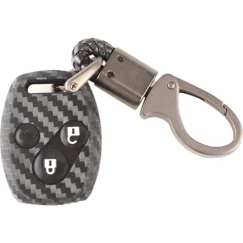 Bilchave 3 Buttons Remote Car Key Fob Case Carbon Silicone Cover For Honda CIVIC JAZZ Pilot Accord CR-V