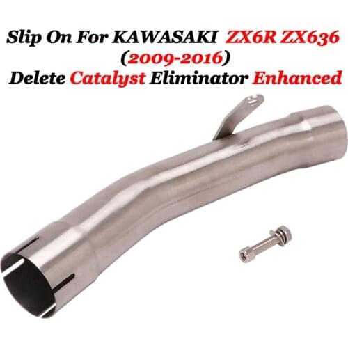 Decat Eliminator Down Exhaust Pipe For Kawasaki ZX6R ZX636 2009-2016 Stainless Steel De-Cat Mid Pipe Motorcycle Exhaust Muffler
