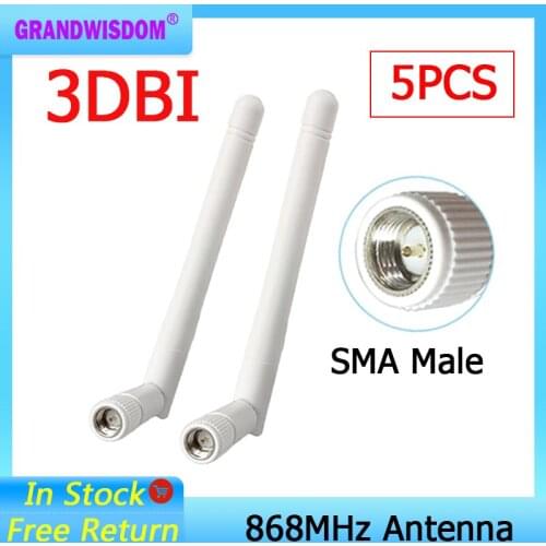 5pcs 868MHz 915MHz Antenna 3dbi SMA Male Connector GSM 915 MHz 868 MHz antena outdoor signal repeater antenne waterproof Lorawan