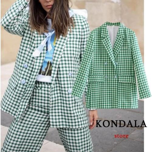 KONDALA Za Chic Pink Women Blazer Office Lady Fashion 2021 Long Jacket Women Long Sleeve Oversized Elegant Outwear Mujer Vintage