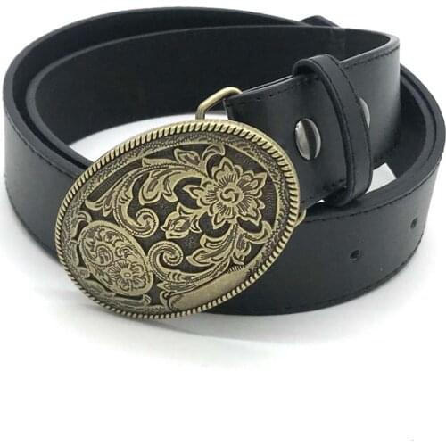 Western cowboy belt buckle zinc alloy retro flower buckle unisex belt buckle men and women belts