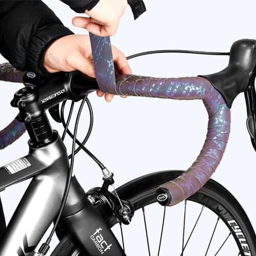 Bicycle Handlebar Tape Light Reflective Bike Bar Tape Road Bike Tape Wrap Pu Leather Cycling Handlebar Tapes Bicycle Accessories